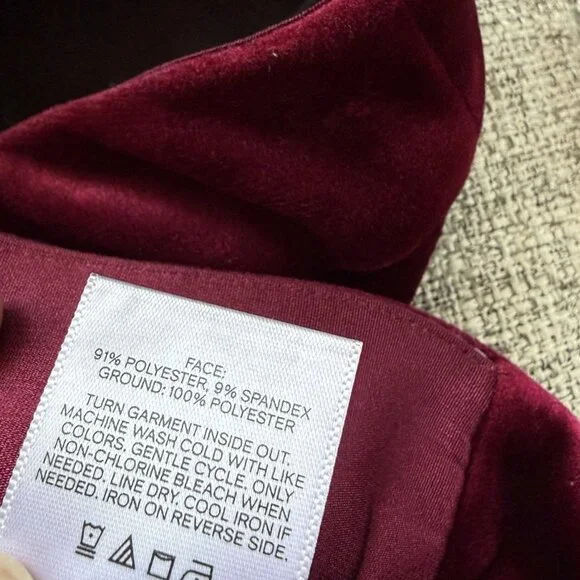 Express Editor High Rise Velvet Stretch Straight Ankle Pants Ruby Red SZ 14 - Picture 12 of 16